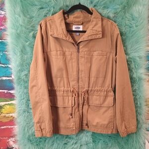 Old Navy Tan Long Sleeve Front Zip Utility Jacket Size L